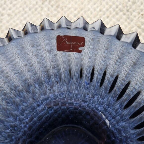 Baccarat Mille Nuits Midnight Blue Glass Crystal Finger Bowl Tableware w Label - Picture 2 of 8